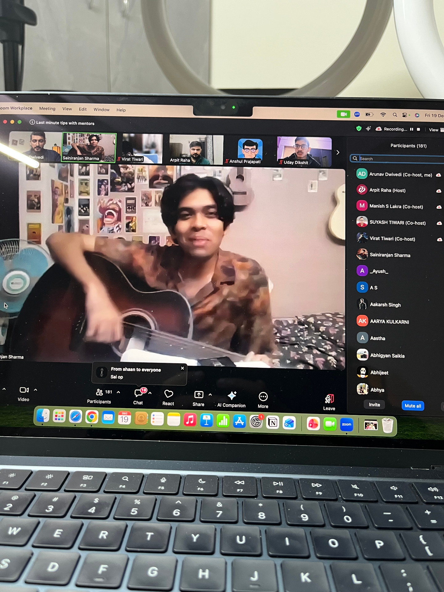Laptop showing an Ask Me Anything session with an Aalto-related guest on Zoom
