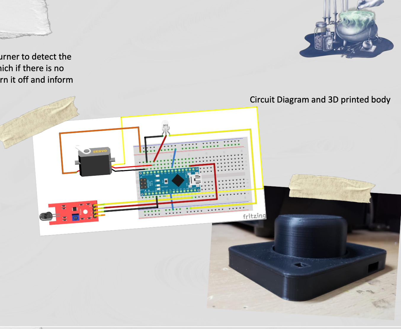 Circuit diagram and 3D printed body shared in an NID graduate's live AMA